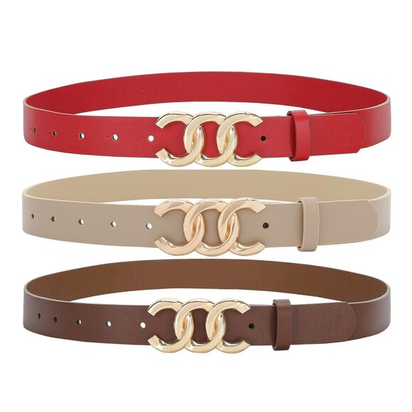 Реttаtа Accessories - 3319 3 Pack Women Belt For Jeans Dress Cinch Waist Belt For Ladies Faux